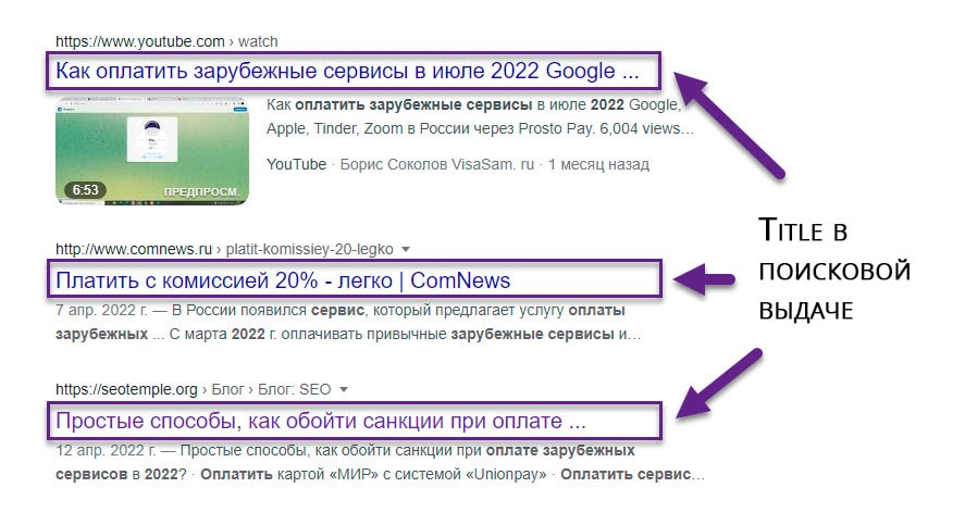 Поисковая выдача Google